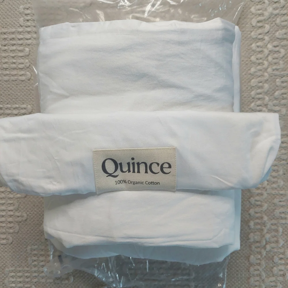 Quince 100% Organic Cotton Sateen White Duvet & Shams! King/ Cal King (760)